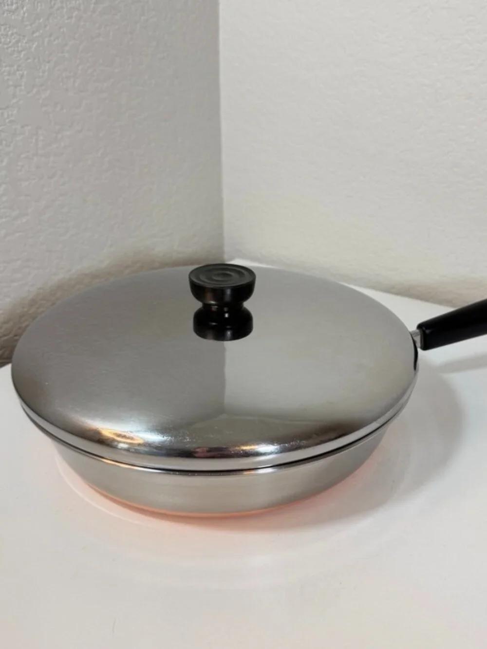 Vintage Revere Ware 10in -90d Skillet Frying Pan 1801 Copper Clad ILL USA w/ Lid
